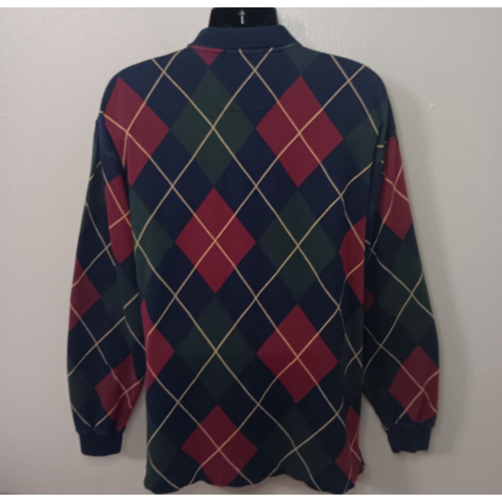 Vintage 90s Nautica Men's XL Polo Rugby Argyle Shirt L/S EUC - Picture 5 of 10